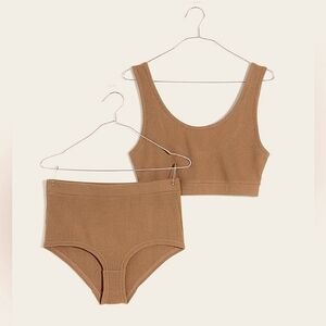 Madewell Brushed Lounge Waffle-Knit Set Bralette Undies High-waisted Size Large